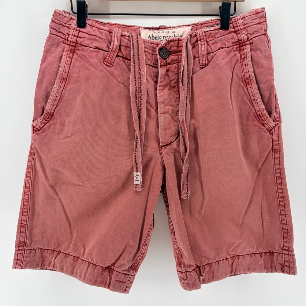 Abercrombie & Fitch Pink Chino Shorts Mens 30 Drawstring Button Fly Y2K